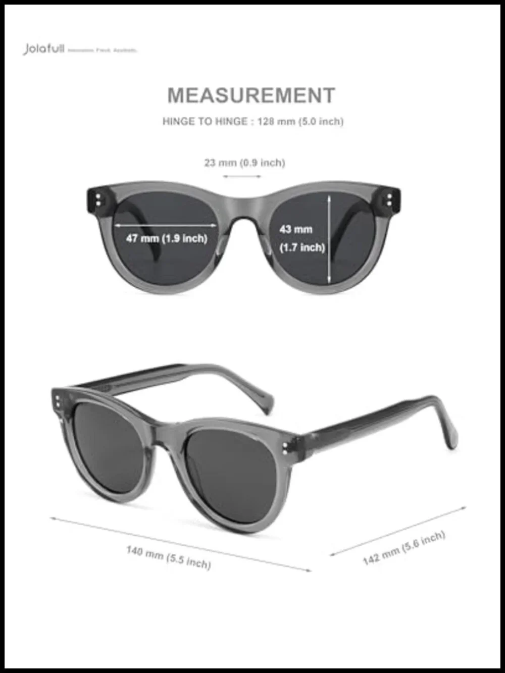 Round Polarized Acetate Sunglasses Retro Classic UV Protection
